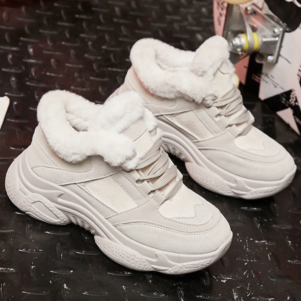 2020 г. теплые зимние женские ботинки на платформе повседневные кроссовки из плюша