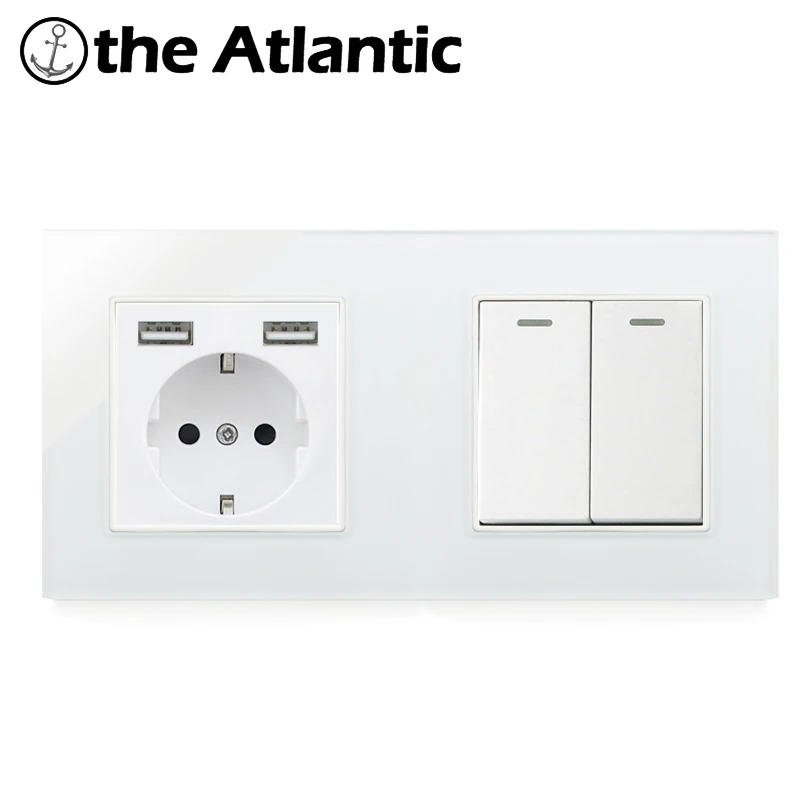 Atlectric DE/европейская вилка розетка кнопка выключателя света двойной USB мощность электрическая розетка в стену двойной разъем розетки выключатель света,переключатель,кнопки,кнопка включения