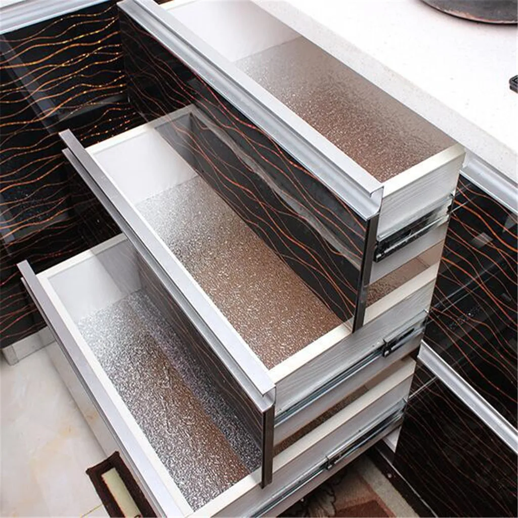 Silver Oil-proof Waterproof Kitchen Stickers Aluminum Foil Kitchen Stove Cabinet Self Adhesive Wall Sticker Diy Wallpaper Decor kitchen splatter screen kitchen splash guard