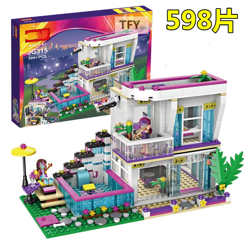 Comprar 598 Uds Pop estrella Livi casa edificio Compatible Legoinglys amigo para las niñas de las cifras de ladrillos juguetes educativos para niños