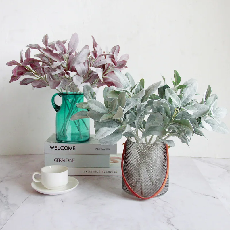 36 см Искусственный флокированые с цветами заячьи ушки лист домашний декор