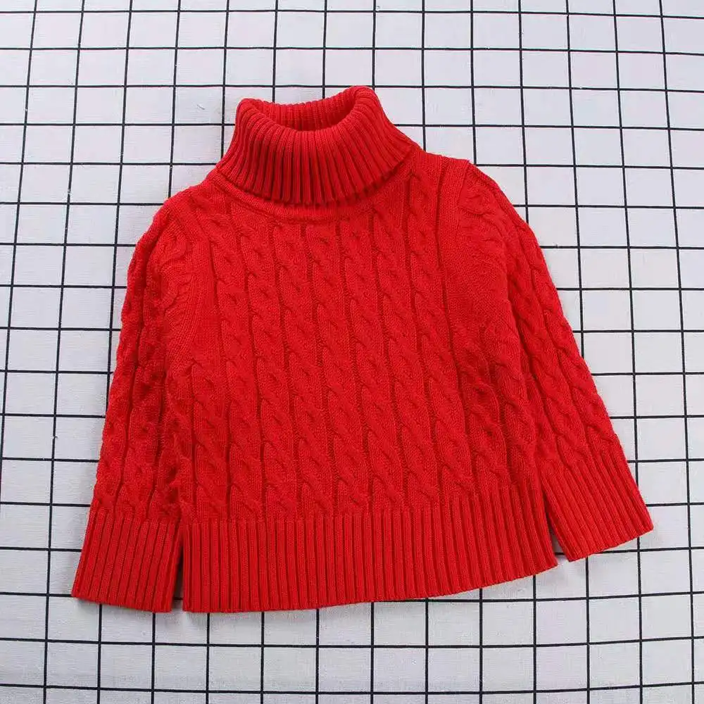 Детский свитер осень на весну и зиму пуловер для малышей твист трикотажная водолазка свитера для девочек детский, для маленьких мальчиков и девочек верхняя одежда - Цвет: Красный
