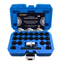 

AUTOOL Screw Set Disassembly Assembly Anti Theft Socket 22 Pieces BMW Wheel Lock Socket Anti Theft Screw Nut Key Socket 41-60