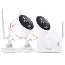 Система камер безопасности беспроводная, Fyuui 4CH 1080P NVR с 2 шт 1080P беспроводная WiFi IP камера наружная, внутри помещений 2-полосная аудио