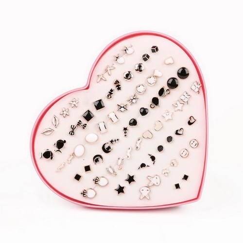 Multi-style Colorful Animal Heart Star Moon Geometric Crystal plastic Stud Earring Set For Women Girls Jewelry Gifts