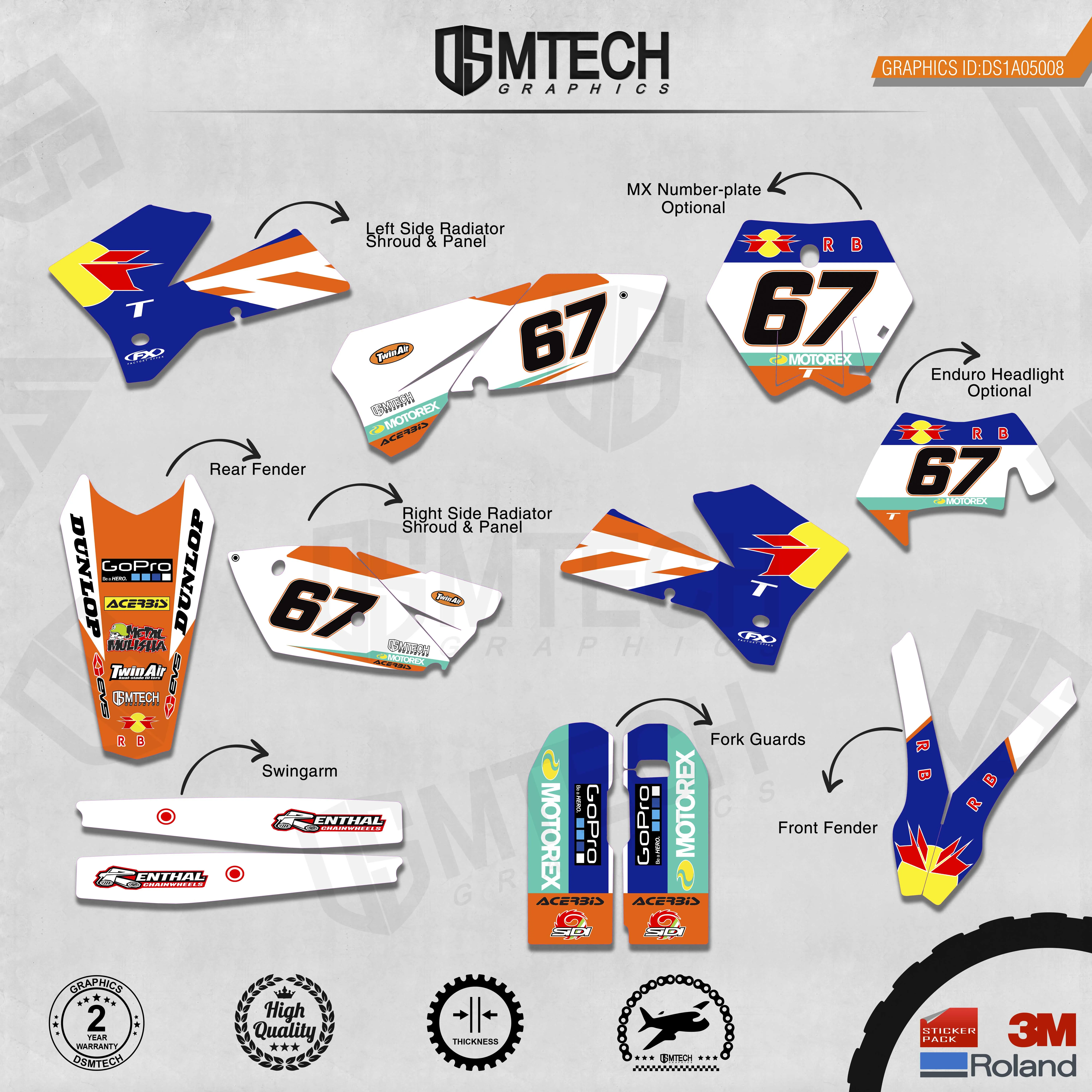 DSMTECH    ׷  Decals 3M   ƼĿ 05-06SXF 06-07XCF 05-07EXC 06-07XCW 008