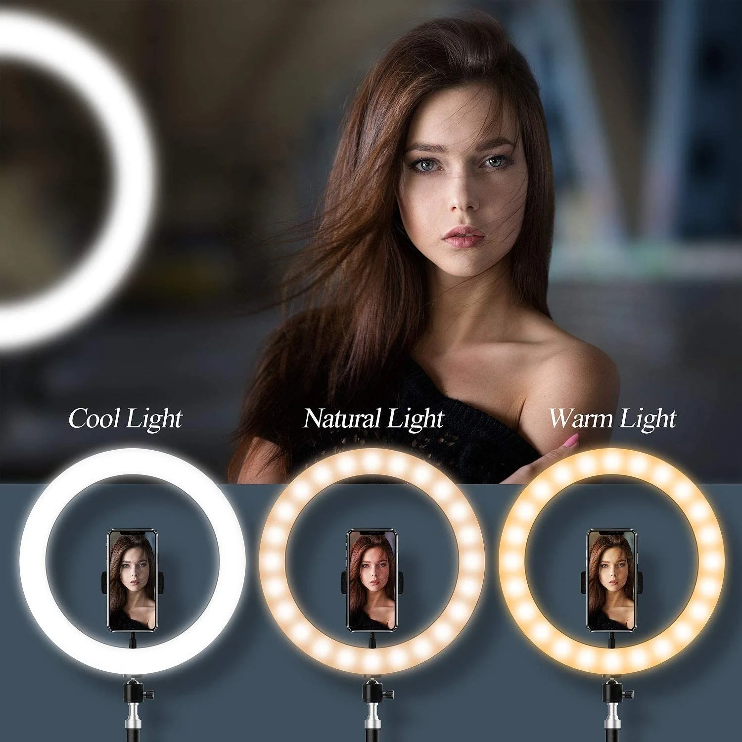 Anel de Luz Tripé para Celular Iluminação para Fotografia de Maquiagem Led com Braço Longo Suporte Lâmpada Redonda Circular - Image 4