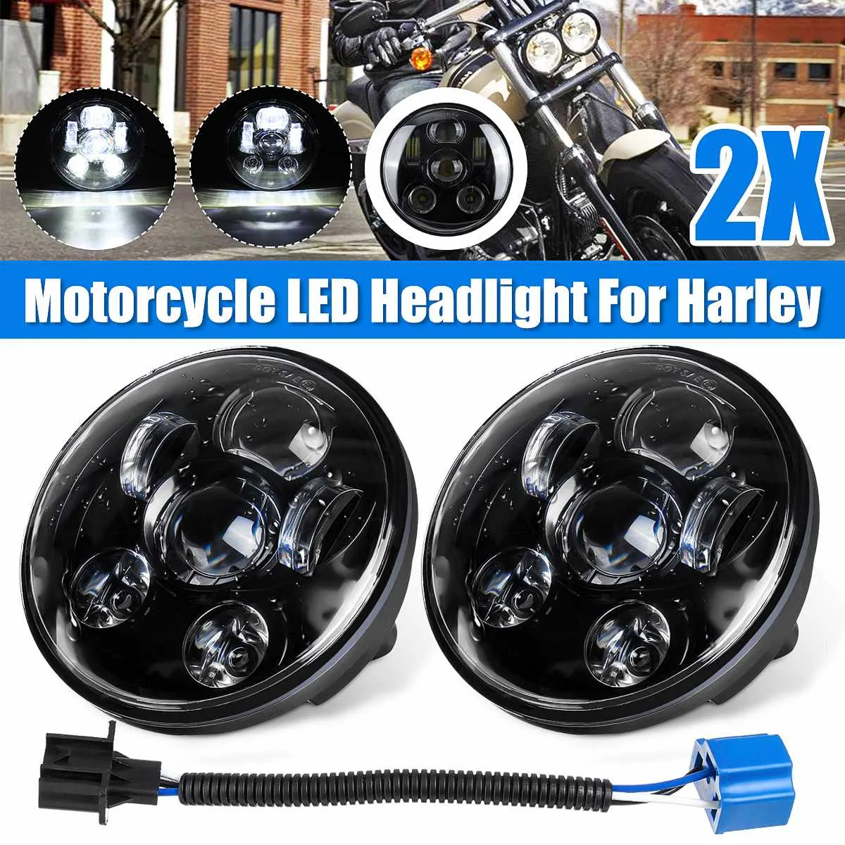 2 шт. 5,7" мотоциклетный светодиодный фонарь 75 Вт DRL Hi-Lo луч фара для Harley/Dyna моделей ночной поезд рокер C