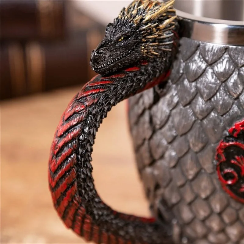 Три драконов, нержавеющая сталь, смола, 3D пивная средневековая кружка, Кубок, Игра престолов, кружка для кофе, бокал для вина, кружки, лучший подарок
