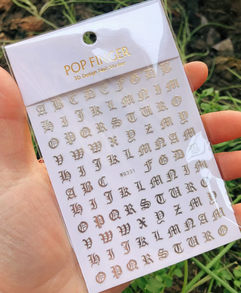 1PCS Multi-Color Laser Reflective Alphabet Nail Art Sticker Kit
