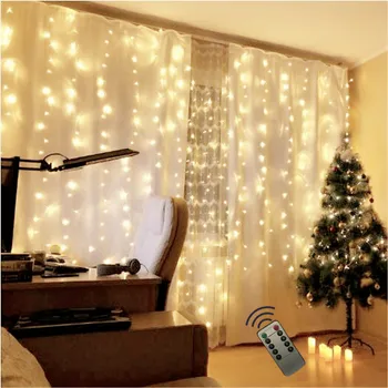 

LED String Light Garland Remote 6*1M LED Fairy Icicle Twinkle Lights For Xmas New Year Home Curtain Window Roof HandRail Decor