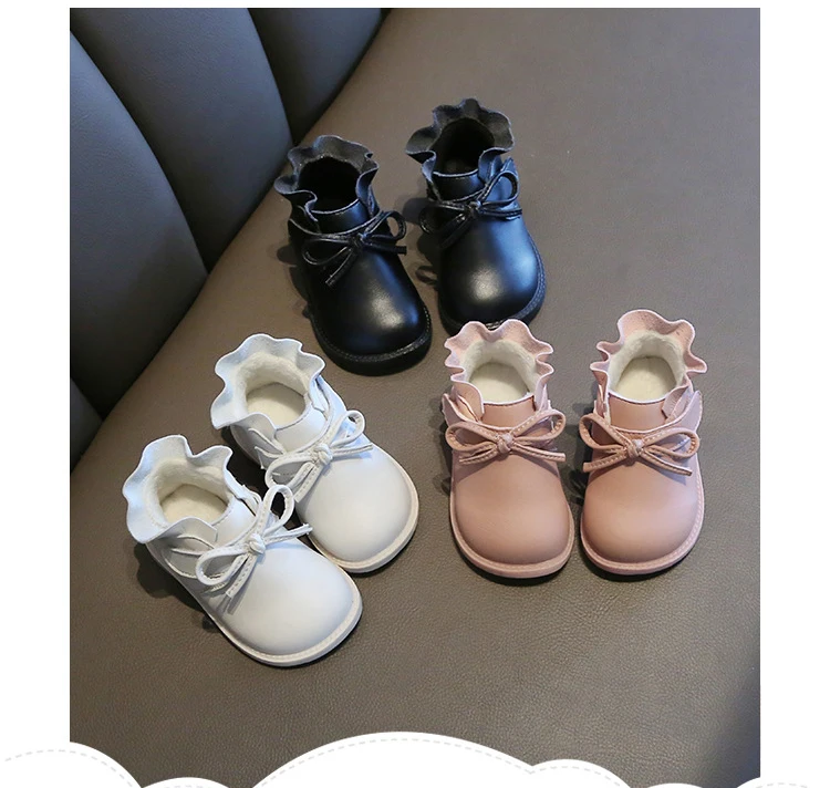 Winter Baby Girls Boots Infant Snow Boots Lace Non-slip Soft Bottom Warm Outdoor Baby Toddler Boots Kids Plush Cotton Shoes