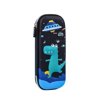 

Zippered Stationery Gift Large Capacity Compartment Pencil Case EVA With Mesh Pocket Anti Shock For Student 3D Embossed Pen Box