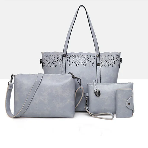 Модная сумка из воловьей кожи; четыре комплекта - Цвет: Gray (set of 4)
