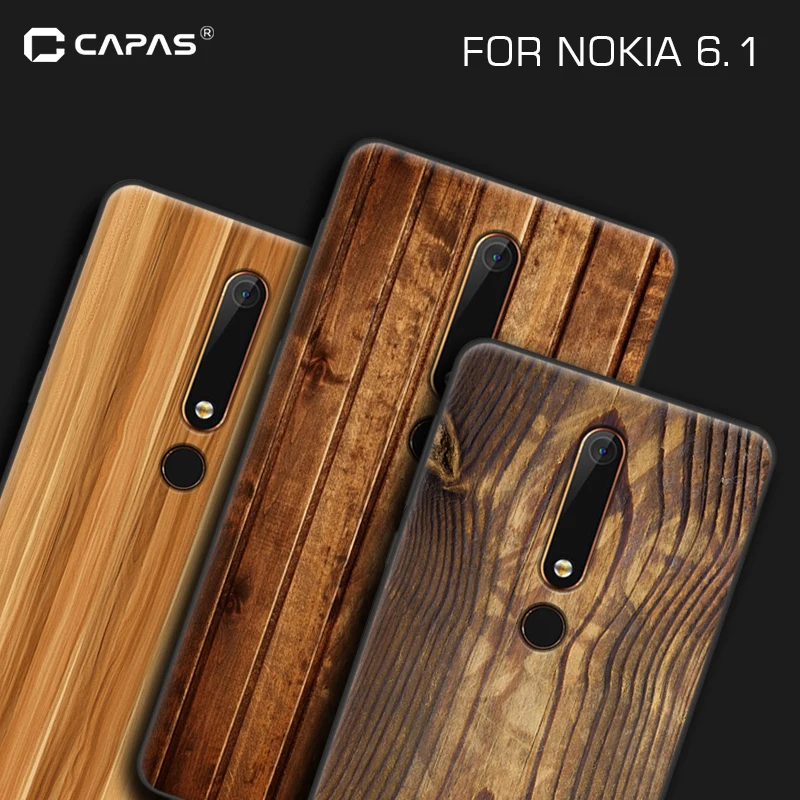 Для Nokia 6,1/6 чехол Мягкая силиконовая Обложка ТПУ Дерево Деревянный камень узорной чехол для телефона защитный чехол противоударный