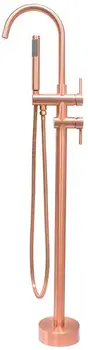 

Bathroom Brass Floor Mount Free Standing Bathtub Faucet Shower System Set (Brushed Rose Gold)