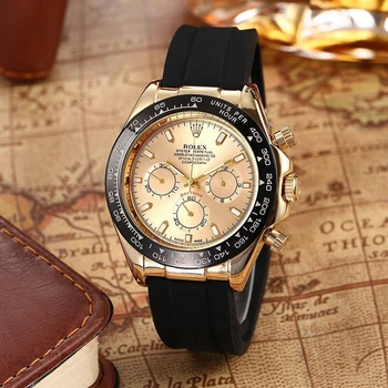 

Rolex- Women Men's Quartz Watch fashion Gift gold Casual Waterproof Silicone strap watches 1552 Orders