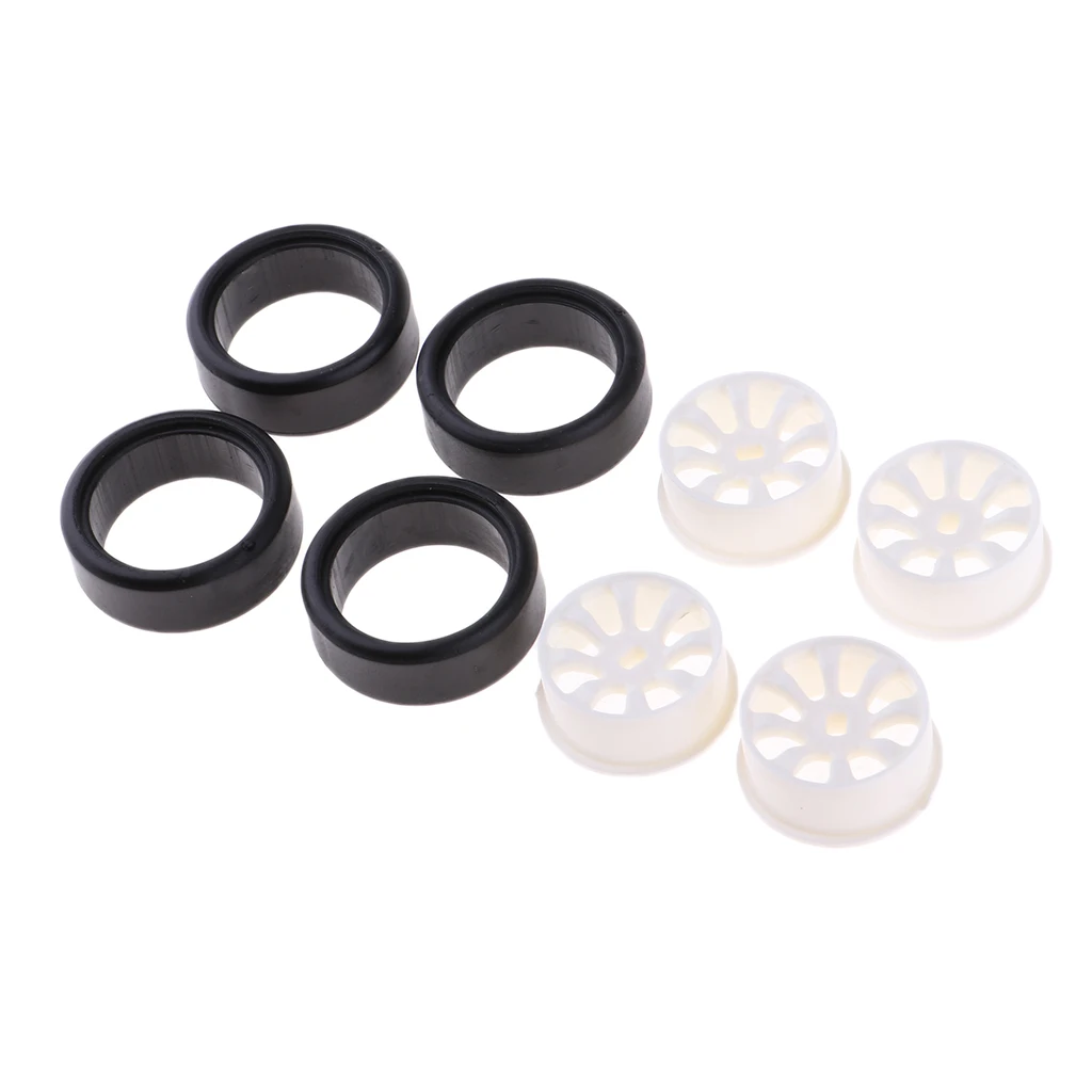 4Sets 1:24 RC Rock Crawler Rubber Tires & Plastic Wheel Rim Set for A252