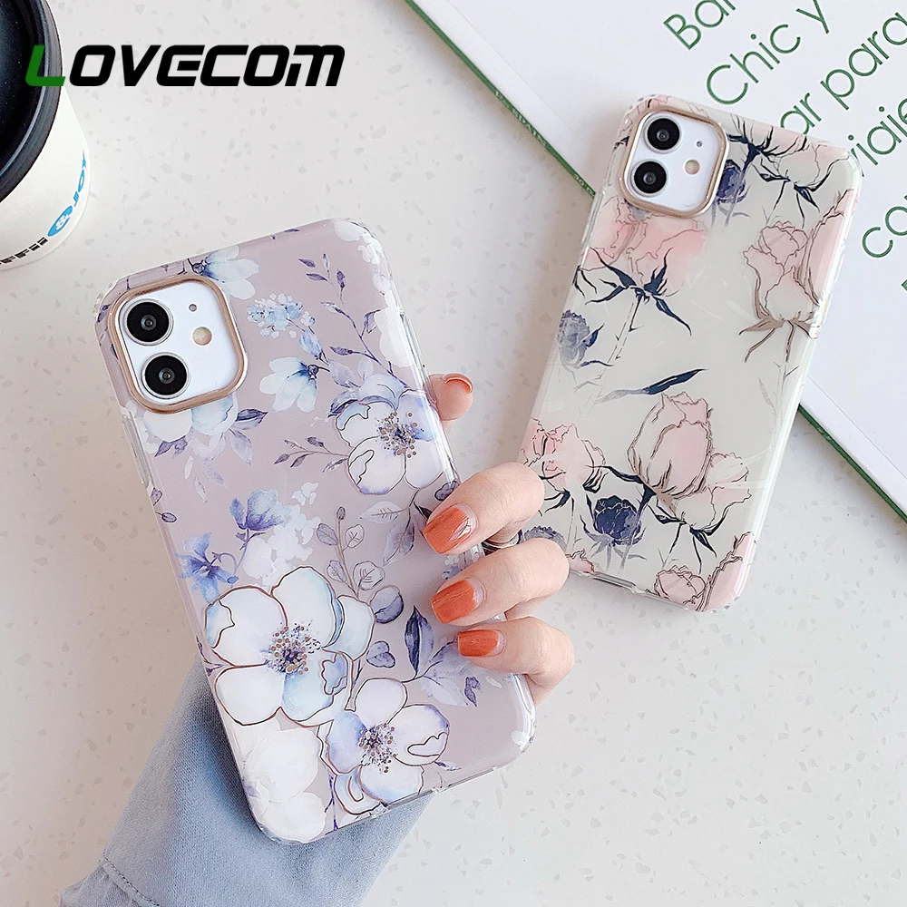 Винтажный цветочный чехол LOVECOM для телефона iPhone 11 Pro Max XR XS 7 8 Plus X мягкий IMD