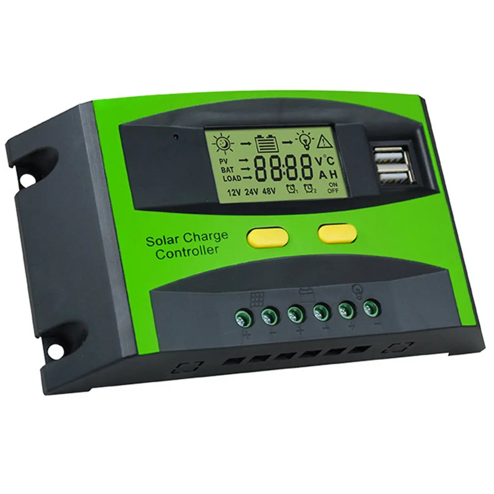 12/24V Solar Controller With Lcd Display Controller Solar Panel Work Dual Usb Regulator Output Charge Solar Auto Lcd