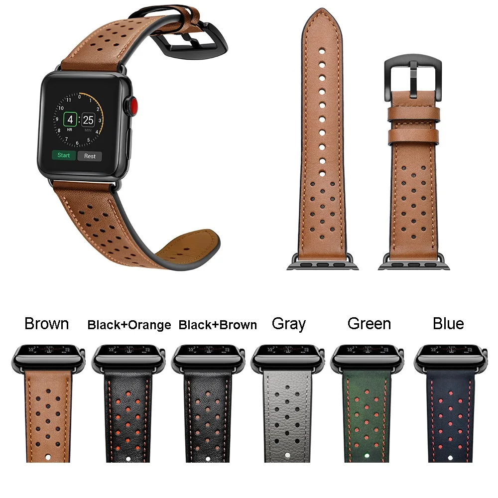 Ремешок для часов Apple Watch 4 3 2 1 40 мм 44 мм черный оранжевый ремешок для часов из натуральной кожи ремешок для iwatch 38 мм 42 мм браслет
