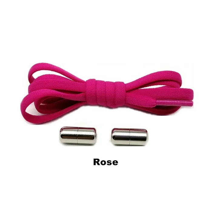 B-Rose 1 пара шнурки без завязок эластичные запирающиеся круглые шнурки быстрые ленивые шнурки 22 цвета - Цвет: B-Rose