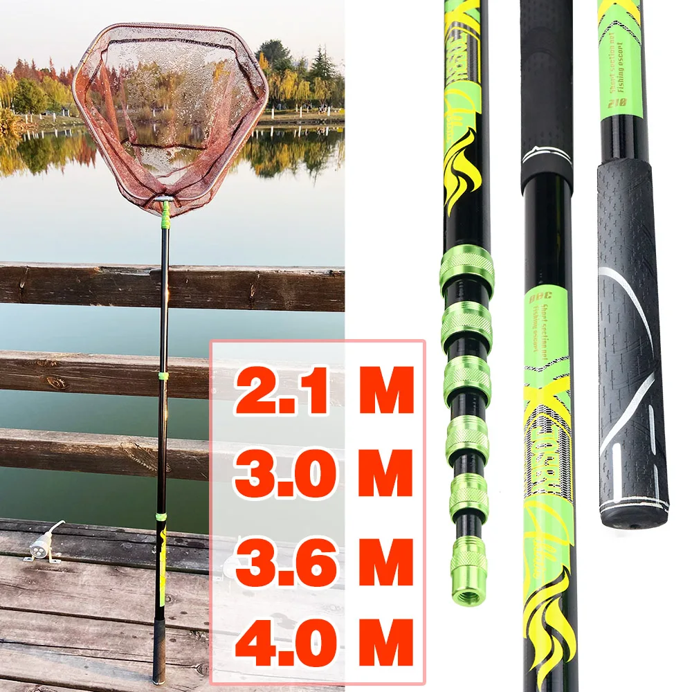 

3.6m 4m Fishing Net Fish Landing Net Foldable Collapsible Telescopic Pole Handle Durable Mesh 3m 2.1m