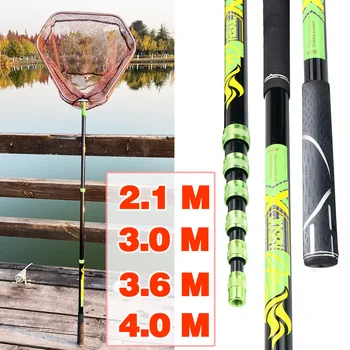 

3.6m 4m Fishing Net Fish Landing Net Foldable Collapsible Telescopic Pole Handle Durable Mesh 3m 2.1m