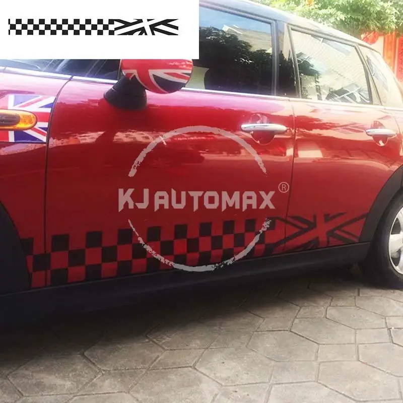 KJAUTOMAX для Mini Cooper R55 R56 R53 R52 R50 F54 F55 F56 5 цветов наклейка Стикеры сторона гонки в полоску Красного черный, Белый Цвет Серебряный