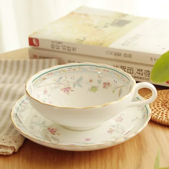 

Bone China Ceramic Mugs With Handgrip And Tray Western Tea Handmade Gold Rim Coffee Water Mug & Cups 5 Choice Glazed Cup