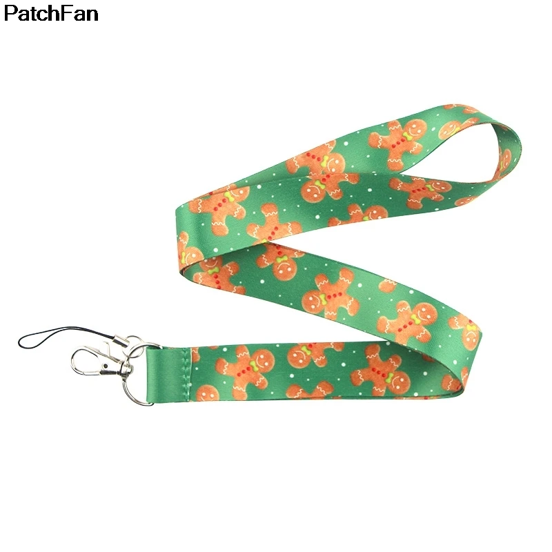 20 шт./лот A2505 Patchfan мультфильм Рождество медведь печенье ключ ремешок для ключей телефон USB держатели бейджей телефон шейный ремень webbings