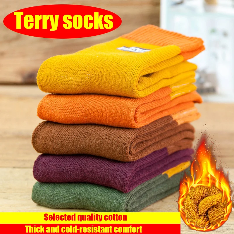 

1pair New Winter Thick Warm Wool terry towel Women Sock Vintage Christmas grace Socks Colorful Gift winter Women's warm socks