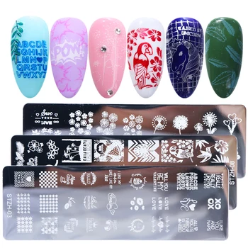 

1Pcs Nail Art Stamping plates Letter Cat Image Plates Nail Polish Template New Year Stencil For DIY Manicure Tools LASTZH01-12