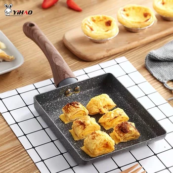 

Yihao 15*18cm Pans Maifan Stone Non-Stick Egg Cooked Square Mini Frying Pan Without Pot Cover