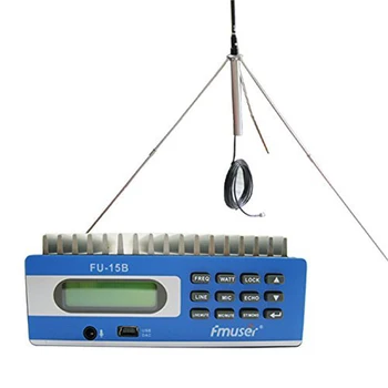 

FMUSER FU-15B 10w 15W fm radio Broadcast Transmitter + GP100 1/4 wave antenna KIT for for Church, Car, Home, Conference,