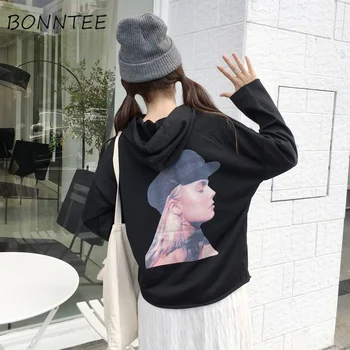 

Hoodies Ulzzang Women Character Printed Loose Hooded Long Sleeve Sweatshirt Womens Harajuku Korean Chic Students Fashion Funny
