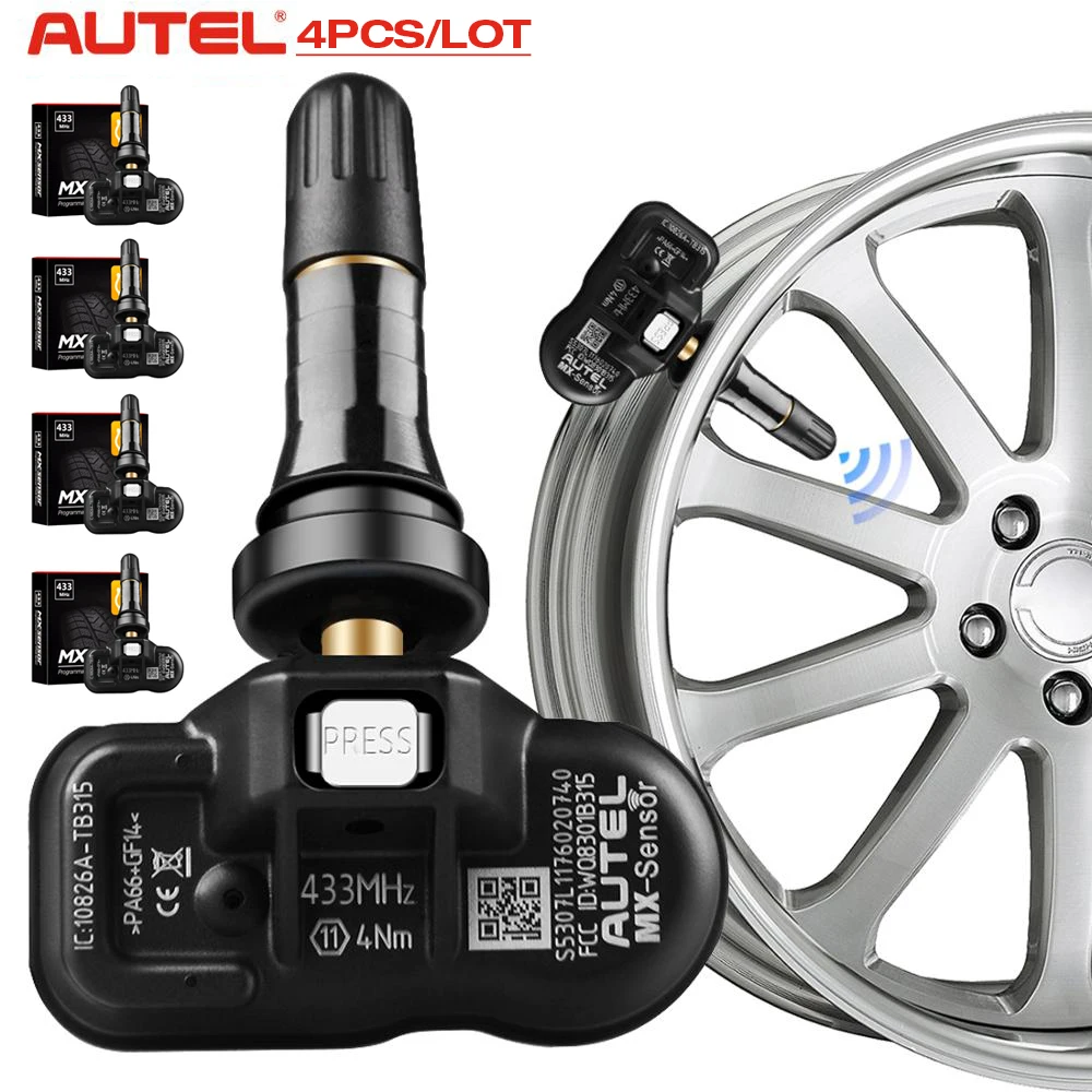 4PCS Autel 433MHz MX-센서 M 범용 프로그래머블 클램프 인 TPMS 센서 타이어 압력 툴