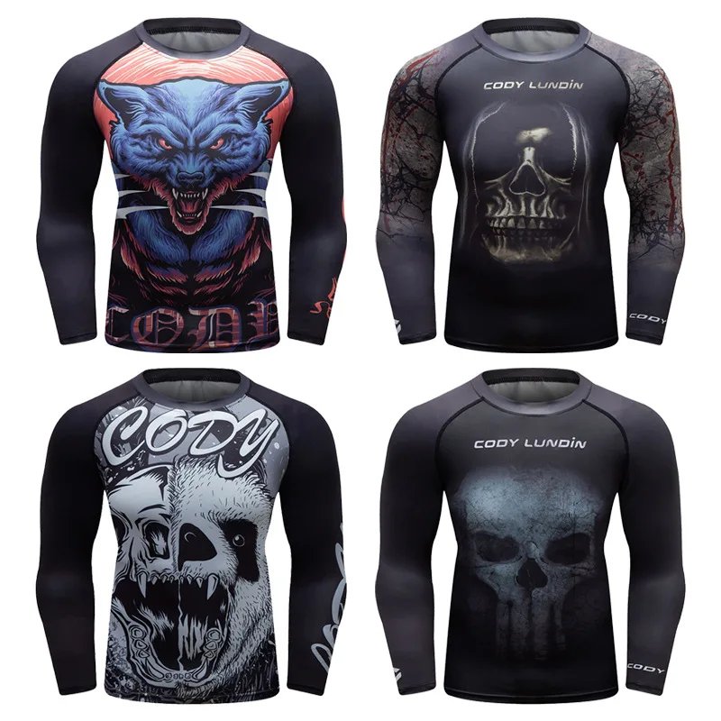 Kickboxing Mma Rashguard Bjj Gi Pirates Long Sleeve Sports T-Shirts Fitness Muay Thai Bodybuilding Tops Jiu Jitsu Boxing Jerseys |