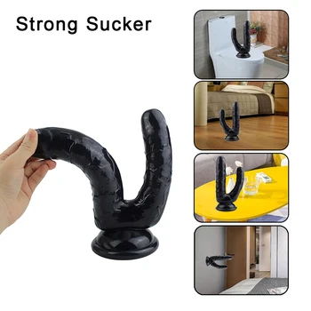 Realistic Double Ended Dildo Sex Toy for Women or Couples Dual Sided Headed Penetration Dong Device with Simulated Penile Sucker 4