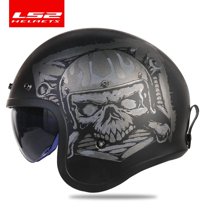 Spitfire Casque Vintage Casque De Moto A Visage Ouvert Retro Jet Design Tendance Ls2 Of599 Avec Boucles De Visiere A Bulles Aliexpress