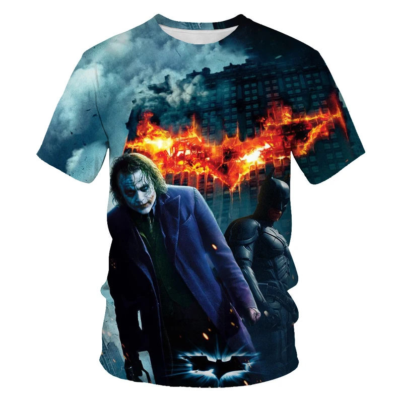 

3D digital new movie flame clown character V for Vendetta pattern printing casual men's short-sleeved T-shirt