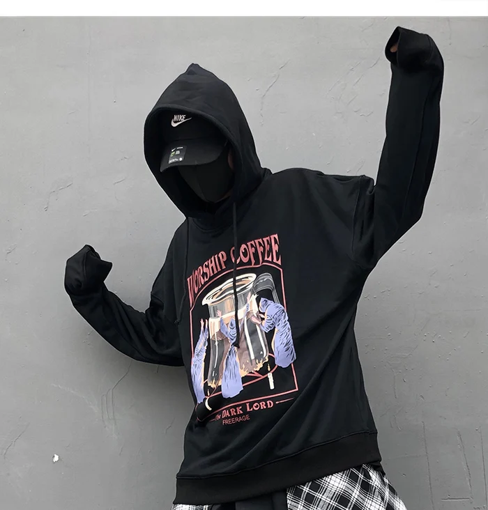 AELFRIC Dark Lord/мужские толстовки с капюшоном и буквенным принтом,, Harajuku, уличная одежда, хип-хоп пуловер, модные повседневные хлопковые толстовки