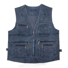 Фото жилет среднего возраста мульти-карманы рекламный жилет открытый холст мужской репортёр рыболовный жилет настраиваемый