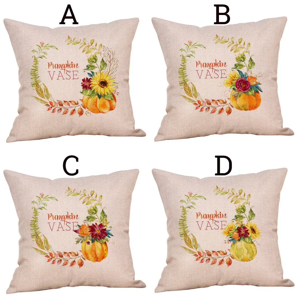 4 типа Топ ваза-тыква Happy Fall Throw Наволочка хлопково-льняной домашний Аксессуары ^ 15