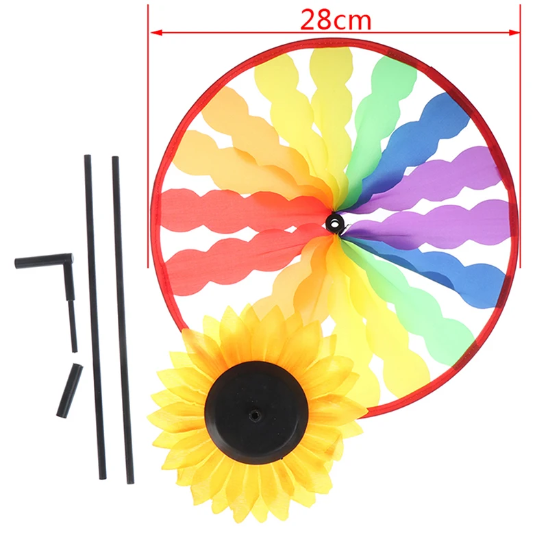 New Yard Garden Outdoor Decor Sunflower Windmill Whirling Wind Spinner Kids Toy