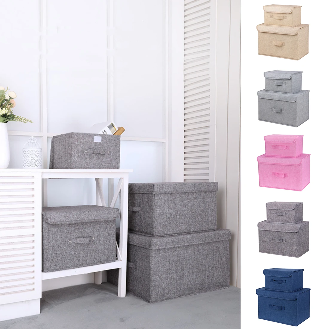 Foldable Storage Bins Kit Linen Home Wardrobe Foldable