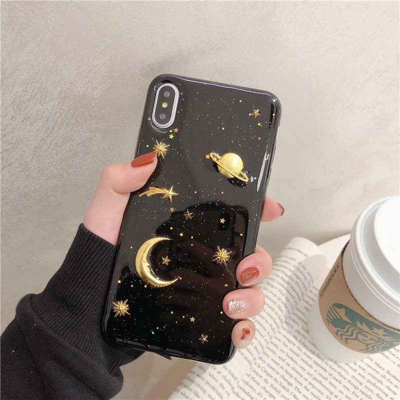 Модный силиконовый чехол для телефона Moon Saturn iphone 6 7 8 plus x xs max xr huawei P30 Lite Plus