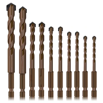 

10Pcs Ceramic Tile Drill Bits Masonry Drill Bits Set Carbide Tip for Glass, Brick, Tile, Concrete, Plastic and Wood
