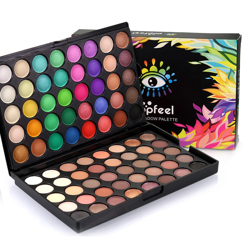 Popfeel Shimmer& Matte Палитра теней для век 80 цветов/комплект глаза дымчатый макияж тени для век Пудра Палитра телесного блеска пигментные тени