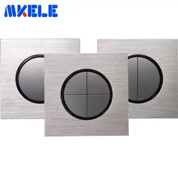 

15A Aluminum Eu Random Click Wall Light Switch 1/2 Gang LED Indicator Push Button Wall Switch